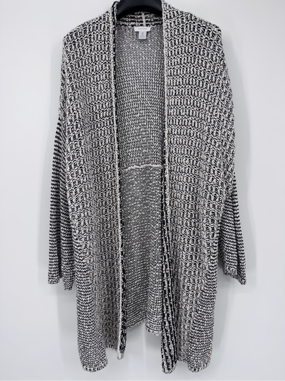 Chico's Marled Black and White Open Cardigan 4